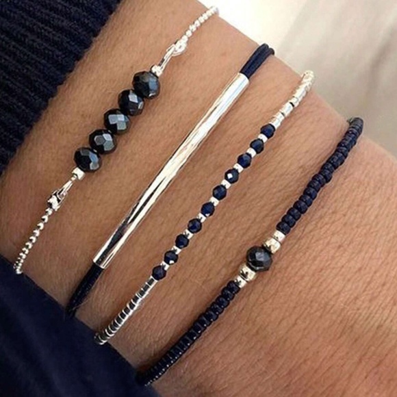 Jewelry - Boho Silver Tone Beaded Bracelet Set
